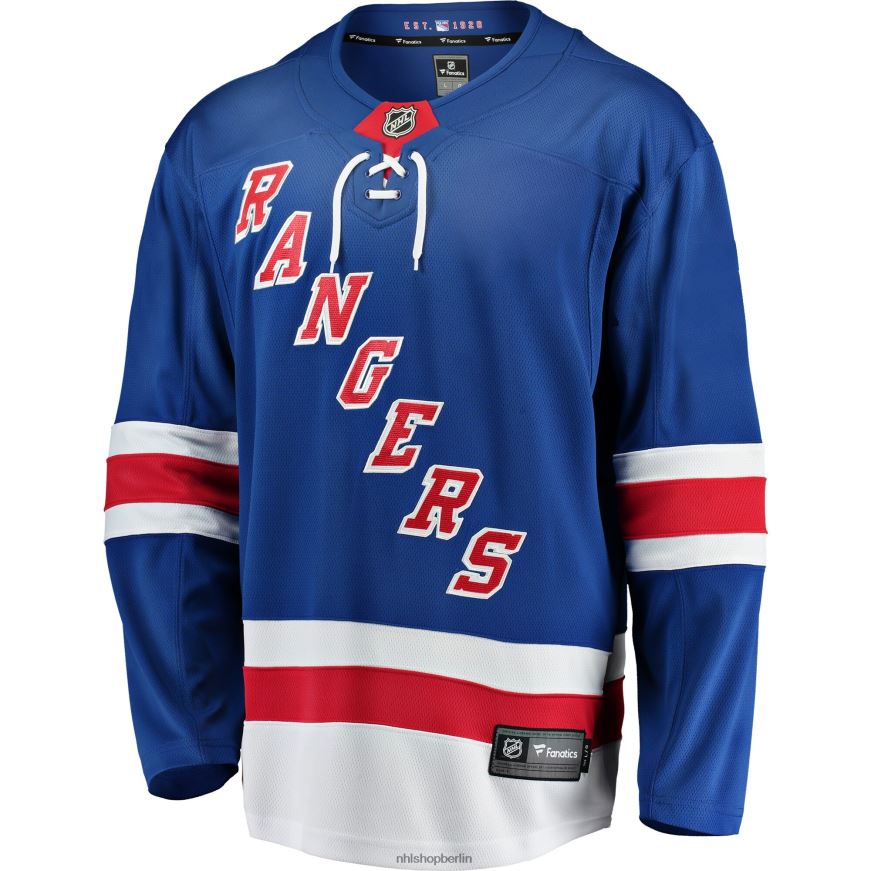 Männer NHL Blaues Breakaway-Heimtrikot der New York Rangers mit Fanatics-Logo Kleidung BF680T436