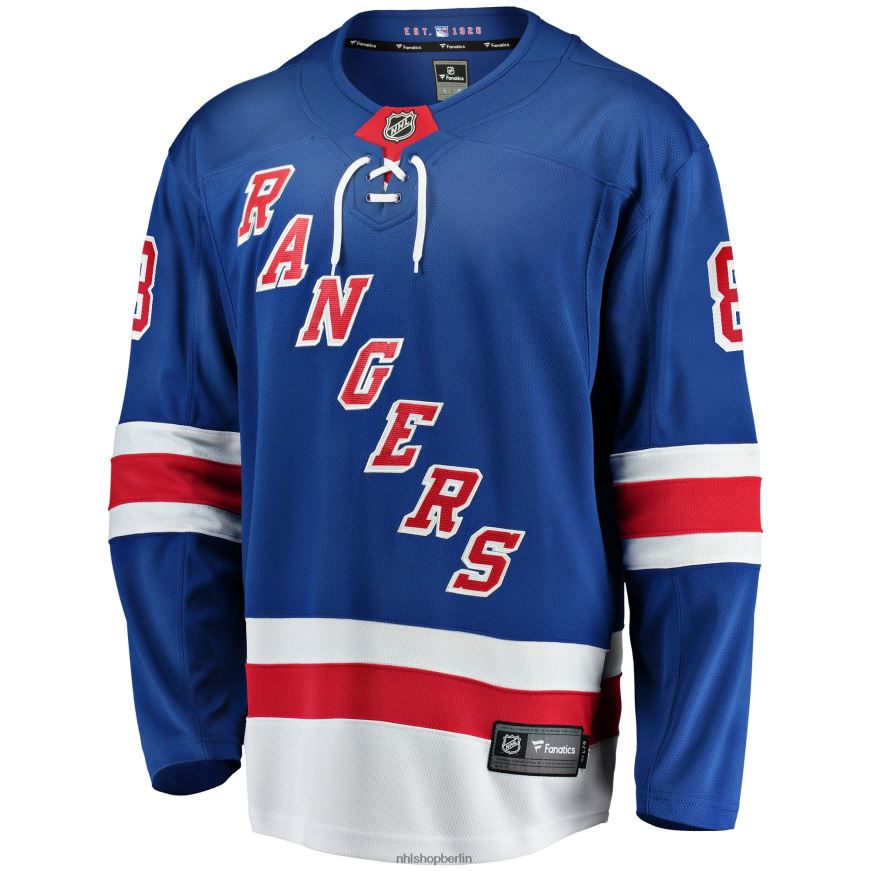 Männer NHL Blaues Breakaway-Heimtrikot der New York Rangers mit Fanatics-Logo der Jacob Trouba Kleidung BF680T333