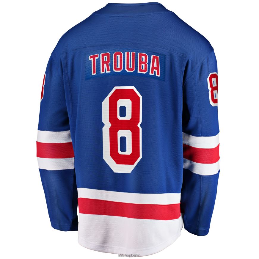 Männer NHL Blaues Breakaway-Heimtrikot der New York Rangers mit Fanatics-Logo der Jacob Trouba Kleidung BF680T333