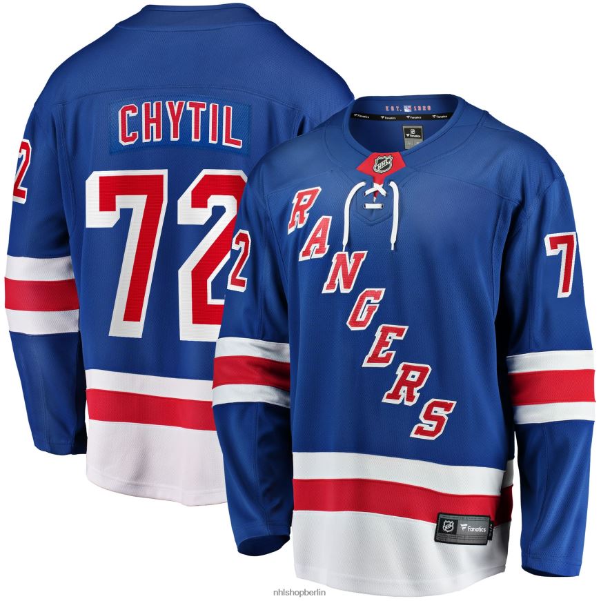 Männer NHL Blaues Breakaway-Heimtrikot der New York Rangers mit Fanatics-Logo von Filip Chytil Kleidung BF680T369