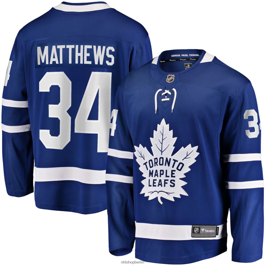 Männer NHL Blaues Breakaway-Heimtrikot der Toronto Maple Leafs mit Fanatics-Logo von Auston Matthews Kleidung BF680T1286