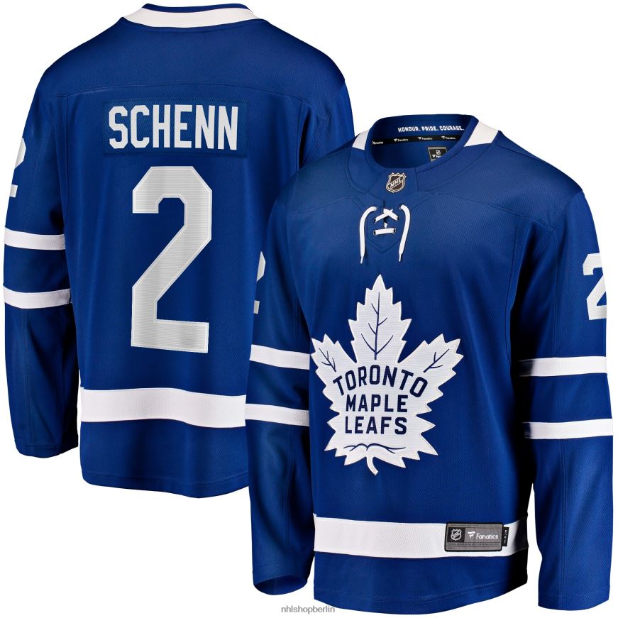 Männer NHL Blaues Breakaway-Heimtrikot der Toronto Maple Leafs mit Luke Schenn Fanatics-Logo Kleidung BF680T1278