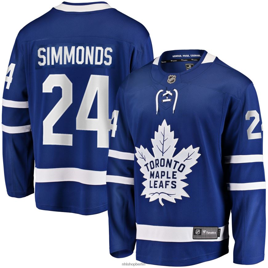 Männer NHL Blaues Breakaway-Heimtrikot der Toronto Maple Leafs mit Wayne Simmonds Fanatics-Logo Kleidung BF680T999