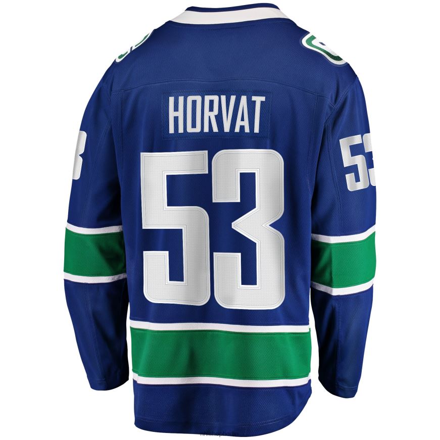 Männer NHL Blaues Breakaway-Heimtrikot der Vancouver Canucks mit Bo-Horvat-Fanatiker-Logo Kleidung BF680T1868