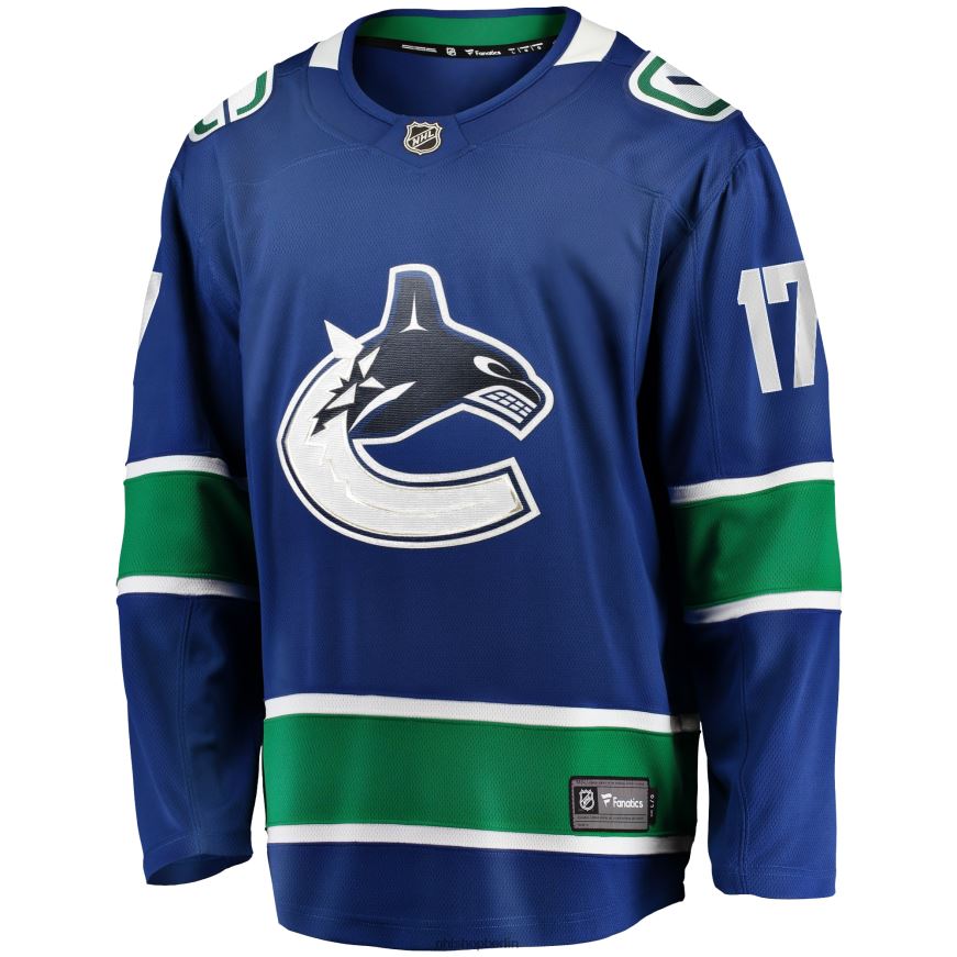 Männer NHL Blaues Breakaway-Heimtrikot der Vancouver Canucks mit Filip Hronek Fanatics-Logo Kleidung BF680T2004