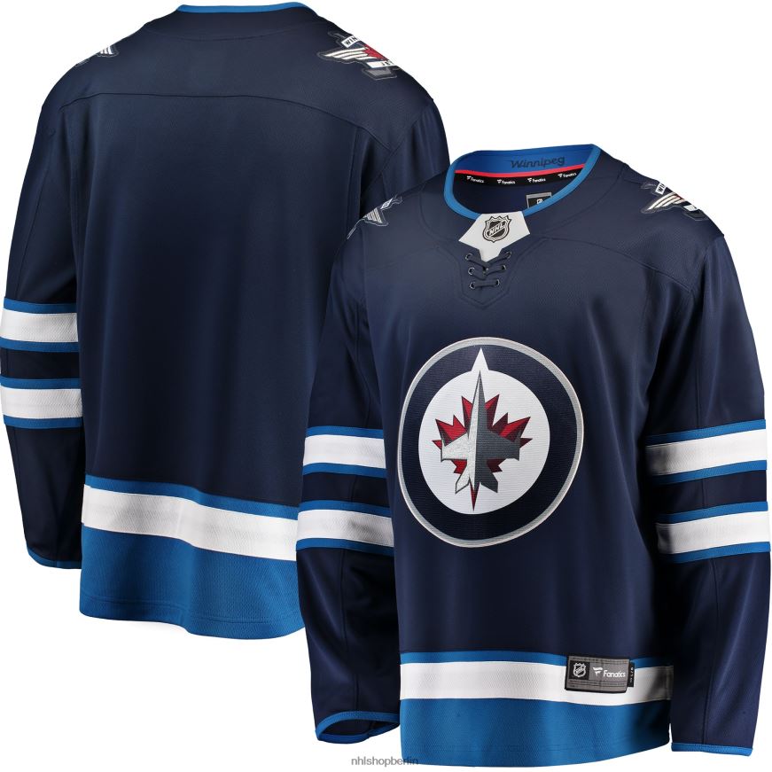 Männer NHL Blaues Breakaway-Heimtrikot mit Fanatics-Logo der Winnipeg Jets Kleidung BF680T629