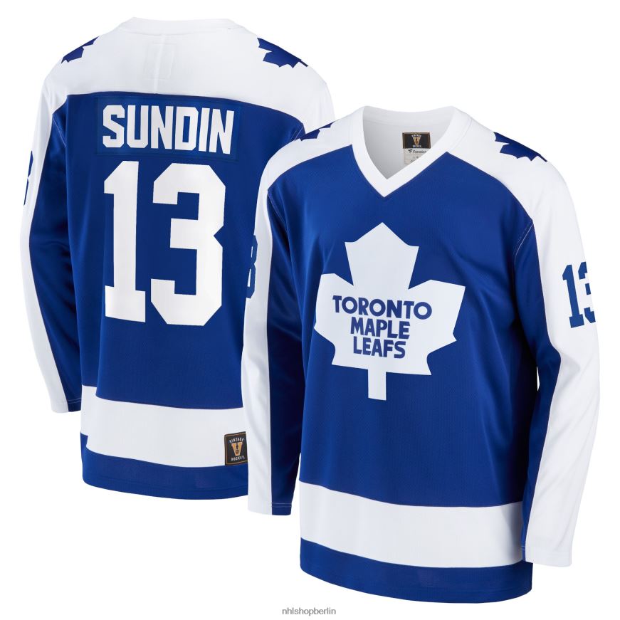 Männer NHL Blaues Breakaway-Spielertrikot der Toronto Maple Leafs Mats Sundin Fanatics-Logo Kleidung BF680T418