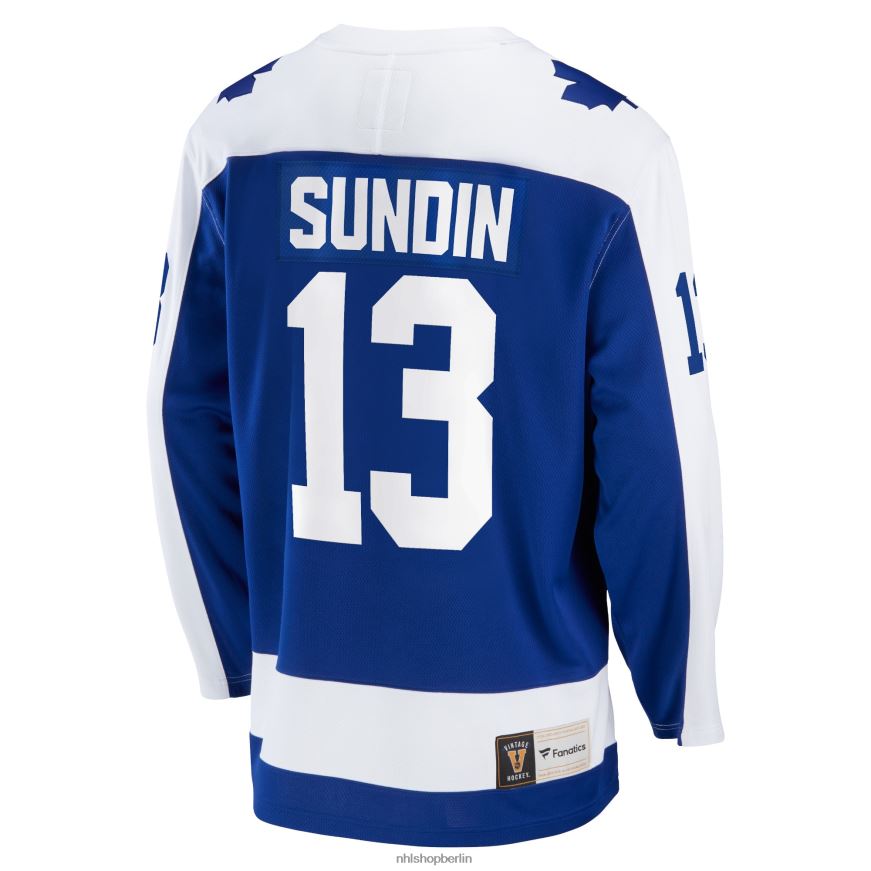 Männer NHL Blaues Breakaway-Spielertrikot der Toronto Maple Leafs Mats Sundin Fanatics-Logo Kleidung BF680T418