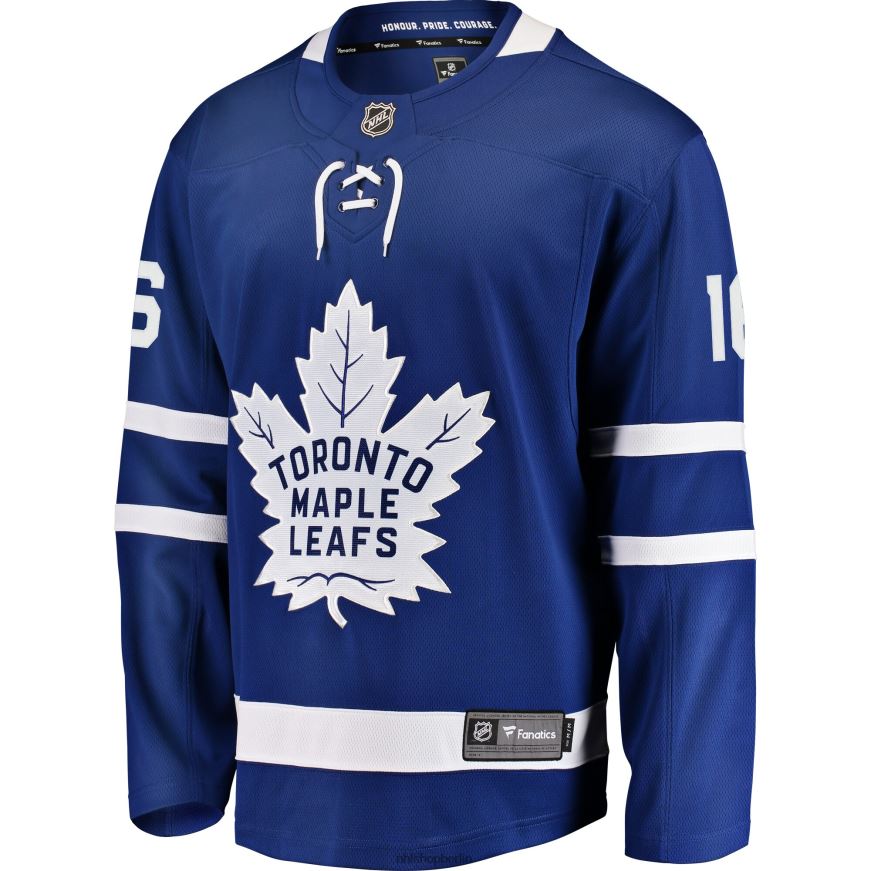 Männer NHL Blaues Breakaway-Spielertrikot der Toronto Maple Leafs mit Mitchell Marner Fanatics-Logo Kleidung BF680T1368