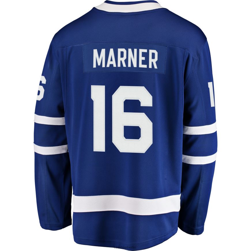 Männer NHL Blaues Breakaway-Spielertrikot der Toronto Maple Leafs mit Mitchell Marner Fanatics-Logo Kleidung BF680T1368