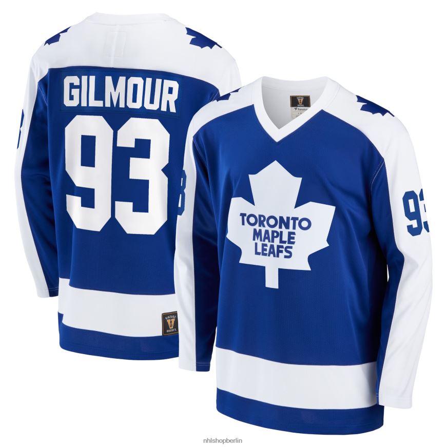 Männer NHL Blaues Breakaway-Spielertrikot mit Fanatics-Logo der Toronto Maple Leafs von Doug Gilmour Kleidung BF680T393