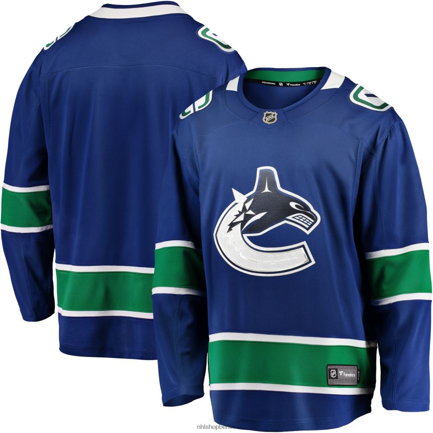 Männer NHL Blaues Breakaway-Trikot der Heimmannschaft der Vancouver Canucks mit Fanatics-Logo Kleidung BF680T893