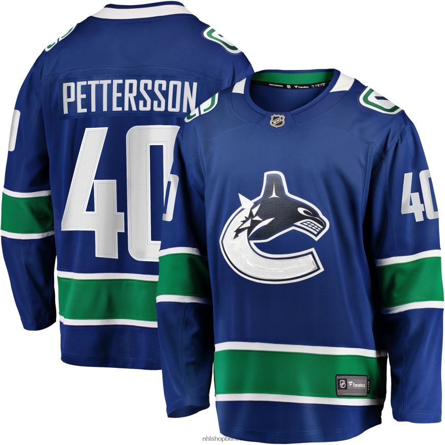 Männer NHL Blaues Elias Pettersson Fanatics-Heimtrikot der Vancouver Canucks 2019/20 für Premier Breakaway-Spieler Kleidung BF680T1157