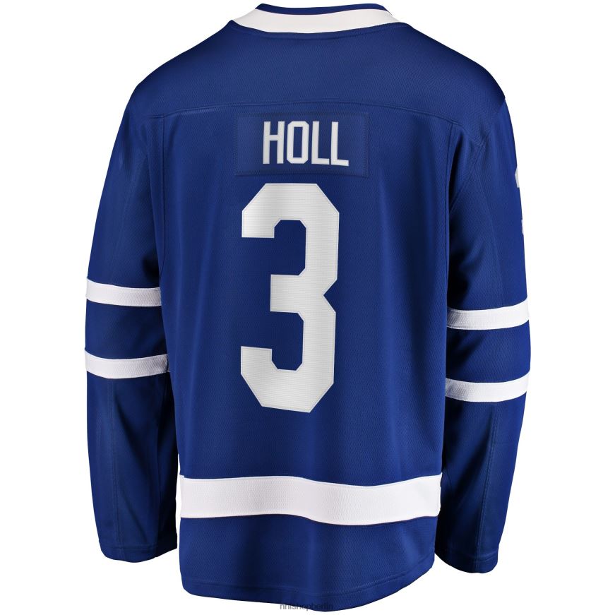 Männer NHL Blaues Heim-Ausreißer-Spielertrikot der Toronto Maple Leafs mit Justin Holl Fanatics-Logo Kleidung BF680T1855