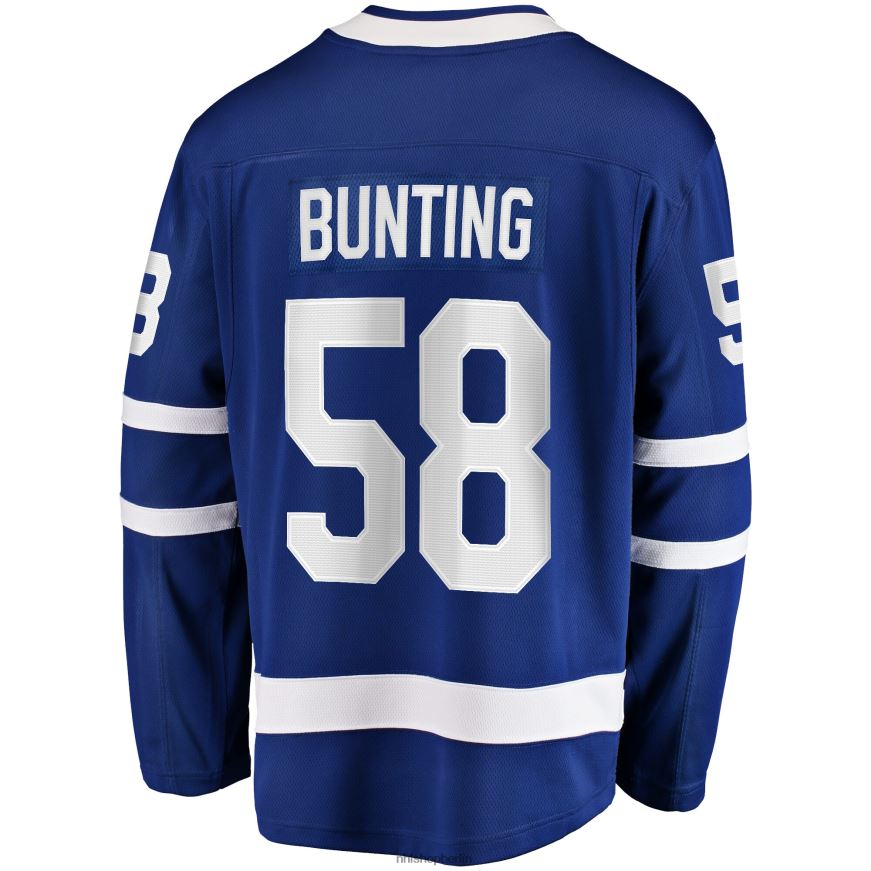 Männer NHL Blaues Heim-Ausreißer-Spielertrikot der Toronto Maple Leafs mit Michael Bunting Fanatics-Logo Kleidung BF680T1390