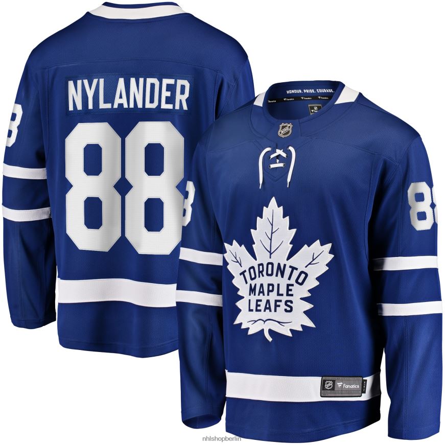 Männer NHL Blaues Heim-Ausreißer-Spielertrikot der Toronto Maple Leafs mit William-Nylander-Fanatiker-Logo Kleidung BF680T941