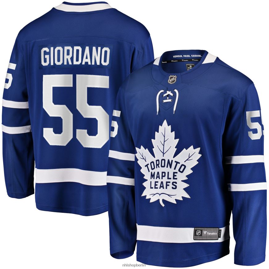 Männer NHL Blaues Heim-Ausreißertrikot der Toronto Maple Leafs mit Mark Giordano Fanatics-Logo Kleidung BF680T2331