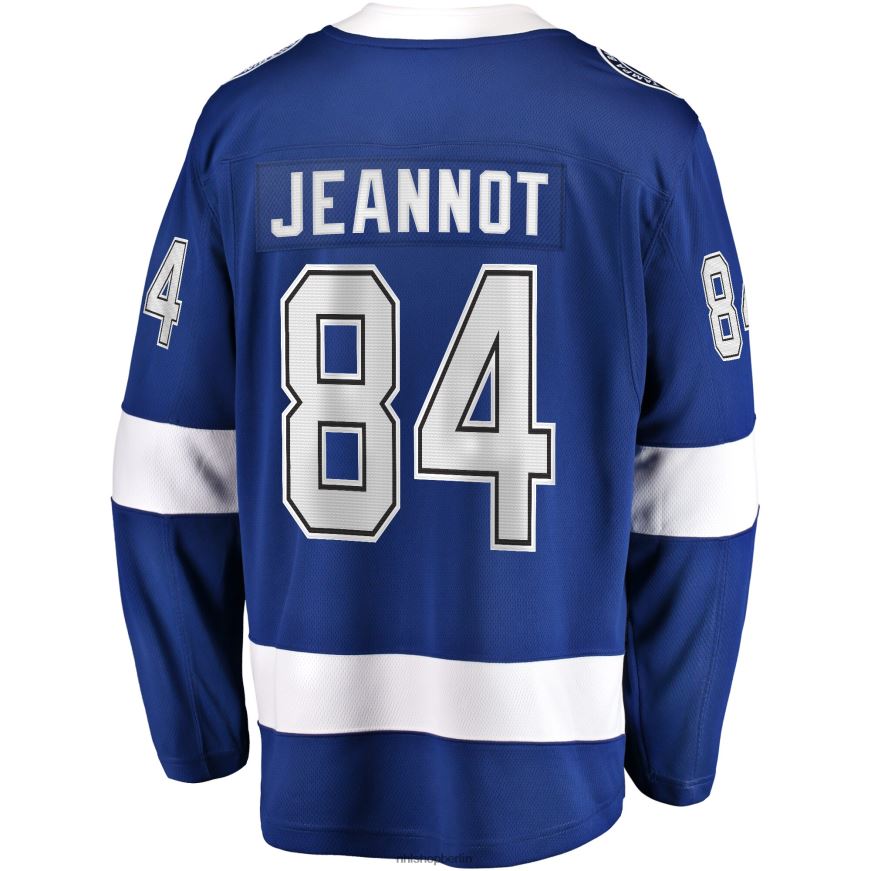 Männer NHL Blaues Heim-Breakaway-Trikot mit Fanatics-Logo von Tampa Bay Lightning Tanner und Jeannot Kleidung BF680T1288