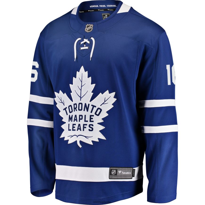 Männer NHL Blaues Heimtrikot für den Premier Breakaway-Spieler der Toronto Maple Leafs mit Mitchell Marner Fanatics-Logo Kleidung BF680T310