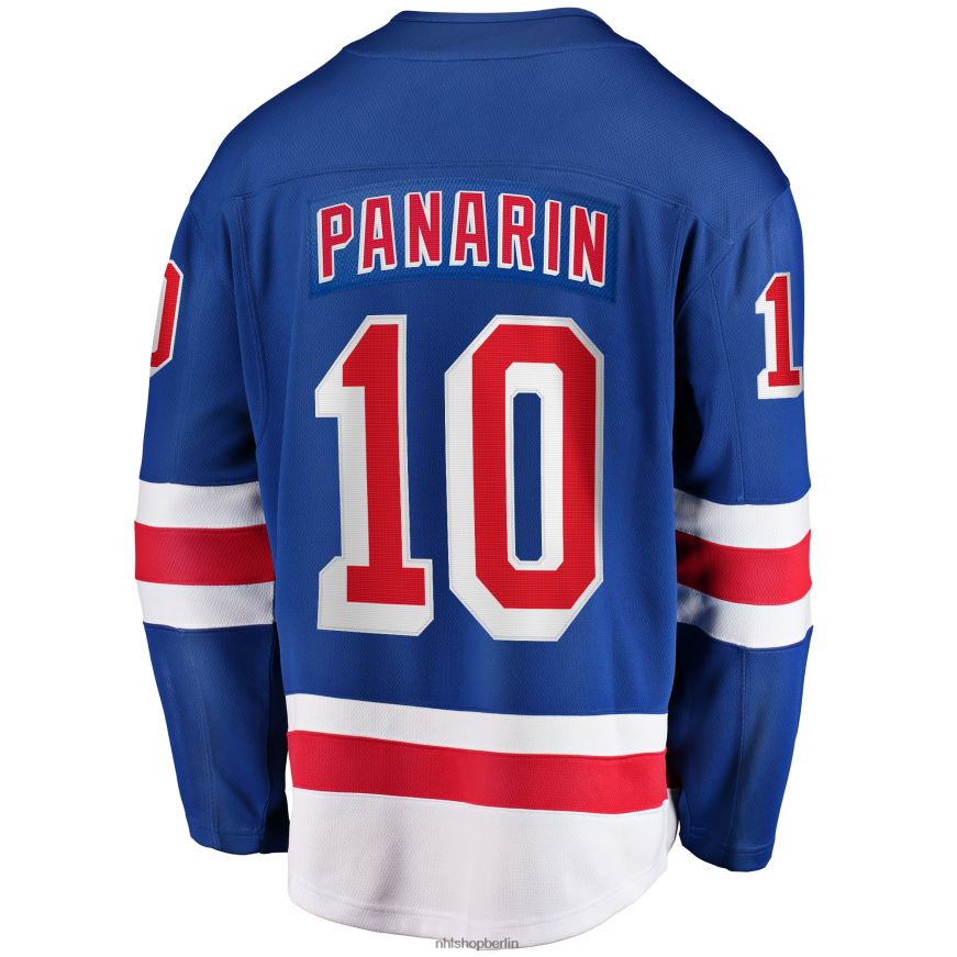 Männer NHL Blaues Home-Breakaway-Spielertrikot der New York Rangers mit Artemi-Panarin-Fanatiker-Logo Kleidung BF680T964