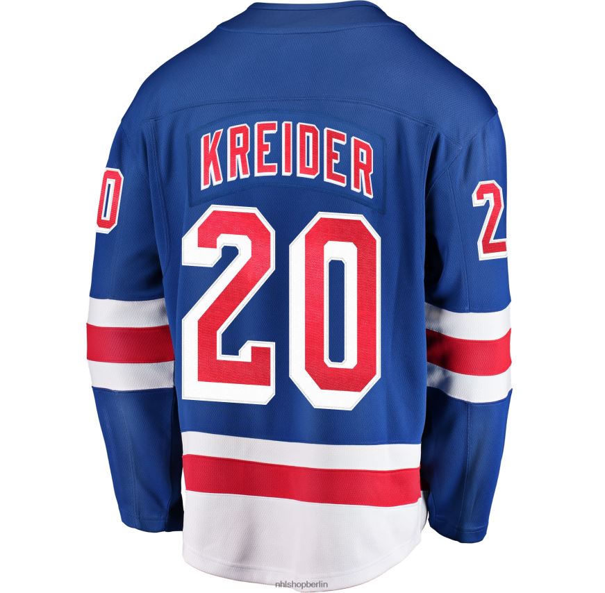 Männer NHL Blaues Home-Breakaway-Spielertrikot der New York Rangers mit Fanatics-Logo von Chris Kreider Kleidung BF680T278