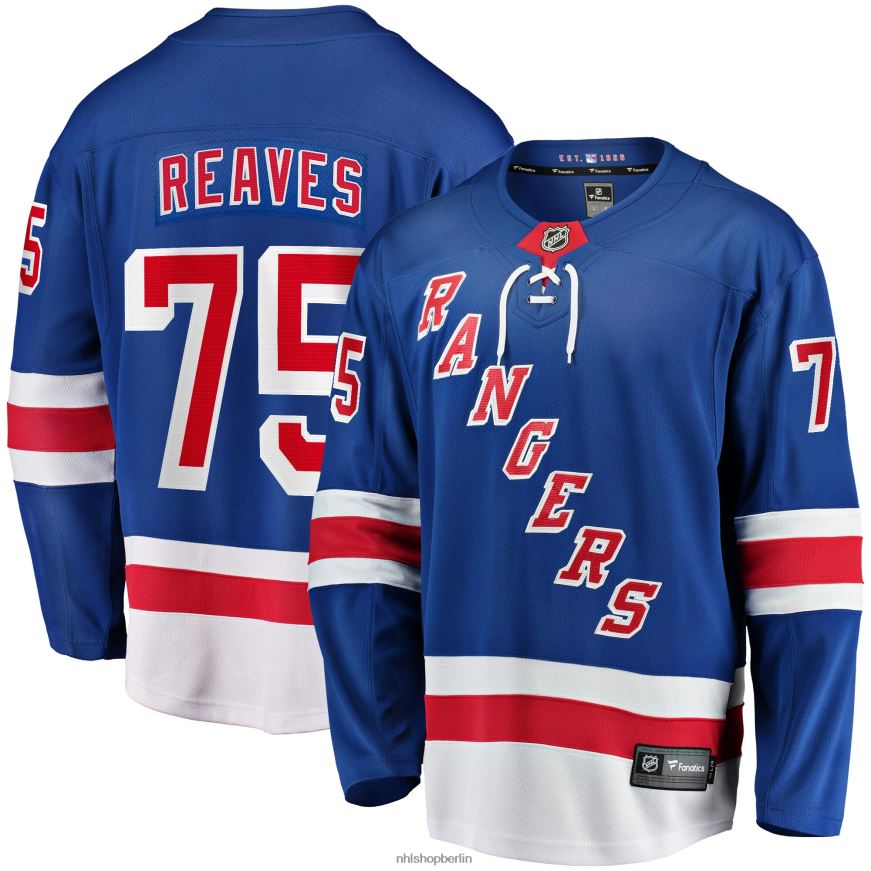 Männer NHL Blaues Home-Breakaway-Spielertrikot der New York Rangers mit Fanatics-Logo von Ryan Reaves Kleidung BF680T1670