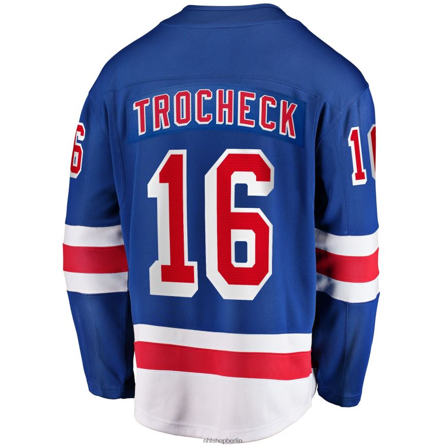 Männer NHL Blaues Home-Breakaway-Spielertrikot der New York Rangers mit Fanatics-Logo von Vincent Trocheck Kleidung BF680T608