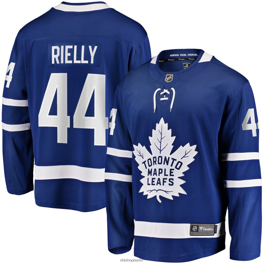 Männer NHL Blaues Home-Breakaway-Spielertrikot der Toronto Maple Leafs mit Fanatics-Logo von Morgan Rielly Kleidung BF680T1593