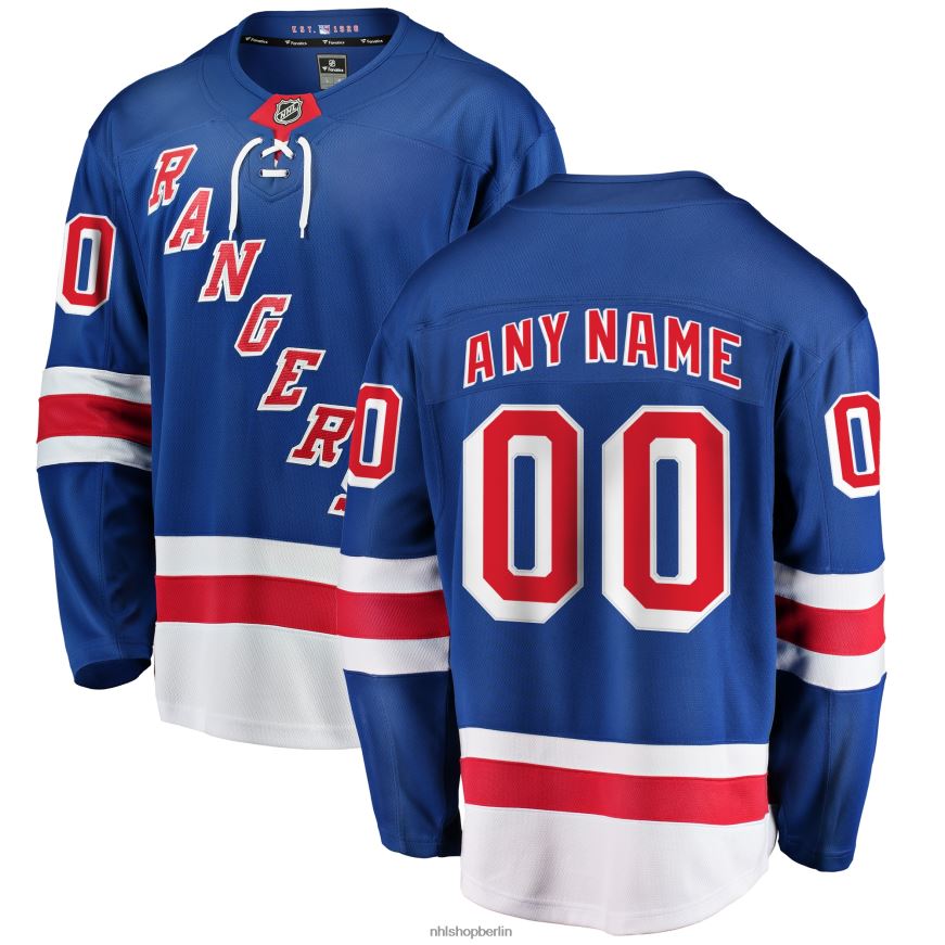 Männer NHL Blaues Home-Breakaway-Trikot der New York Rangers mit Fanatics-Logo Kleidung BF680T46