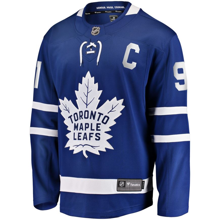 Männer NHL Blaues Home-Captain-Premier-Breakaway-Spielertrikot der Toronto Maple Leafs mit John Tavares Fanatics-Logo Kleidung BF680T498