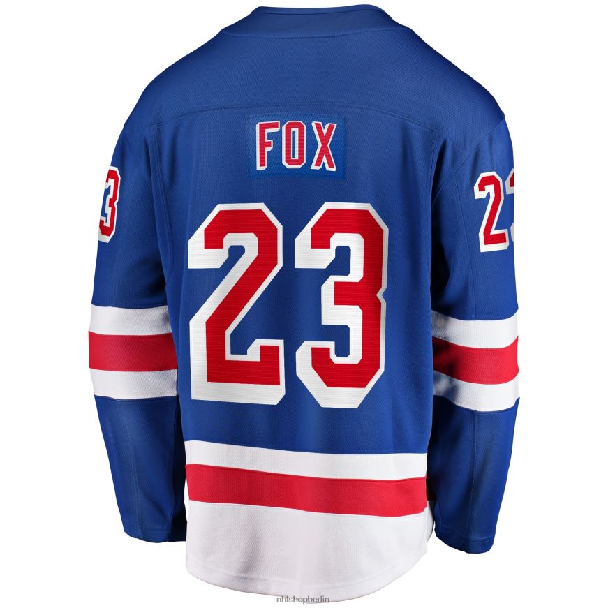 Männer NHL Blaues Home-Premier-Breakaway-Spielertrikot der New York Rangers mit Adam Fox Fanatics-Logo Kleidung BF680T14