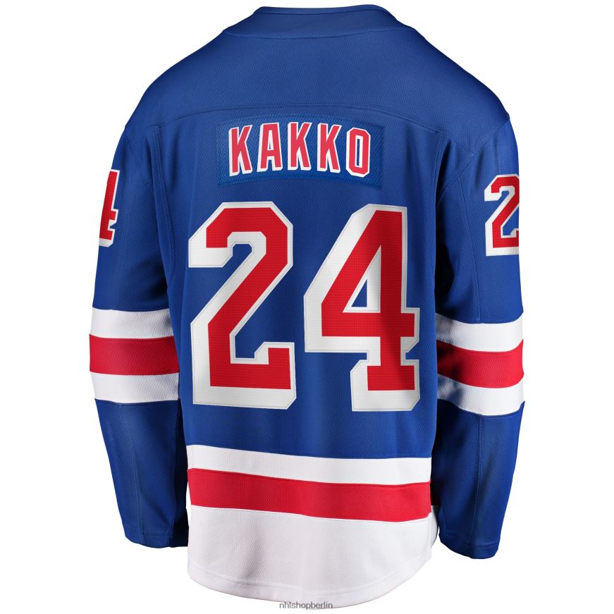 Männer NHL Blaues Home-Premier-Breakaway-Spielertrikot der New York Rangers mit Kaapo-Kakko-Fanatiker-Logo Kleidung BF680T397