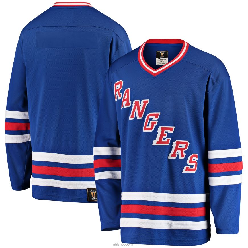 Männer NHL Blaues Premier Breakaway Heritage Blanko-Trikot der New York Rangers mit Fanatics-Logo Kleidung BF680T213