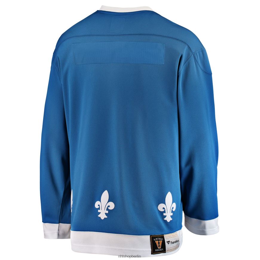 Männer NHL Blaues Premier Breakaway Heritage Blanko-Trikot der Quebec Nordiques mit Fanatics-Logo Kleidung BF680T502