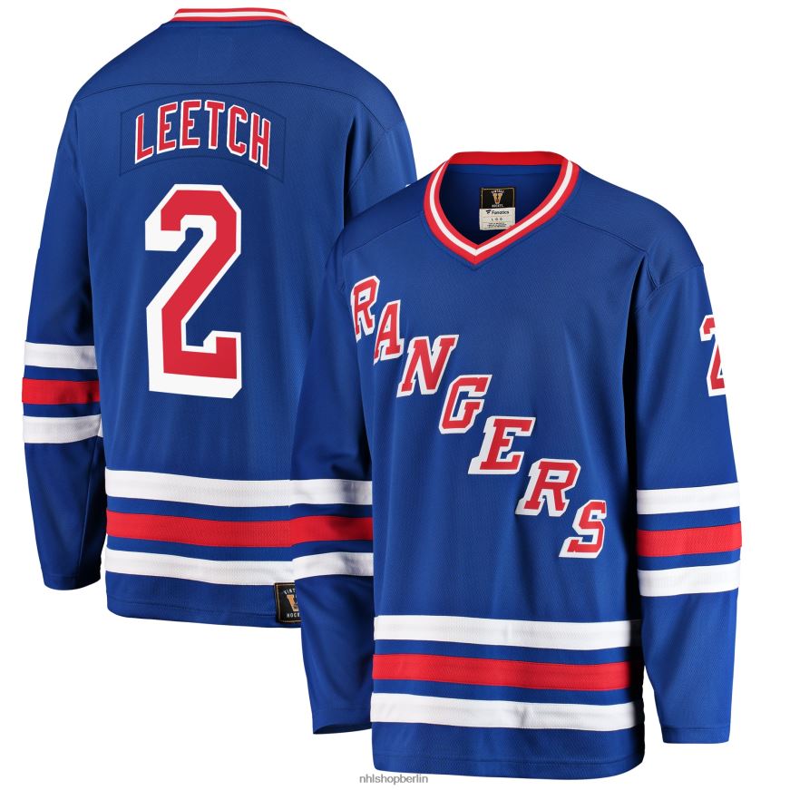 Männer NHL Blaues Premier Breakaway-Spielertrikot der New York Rangers mit Fanatics-Logo von Brian Leetch Kleidung BF680T345