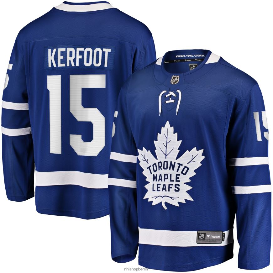 Männer NHL Blaues Replica-Spielertrikot der Toronto Maple Leafs mit Fanatics-Logo von Alexander Kerfoot Kleidung BF680T2266