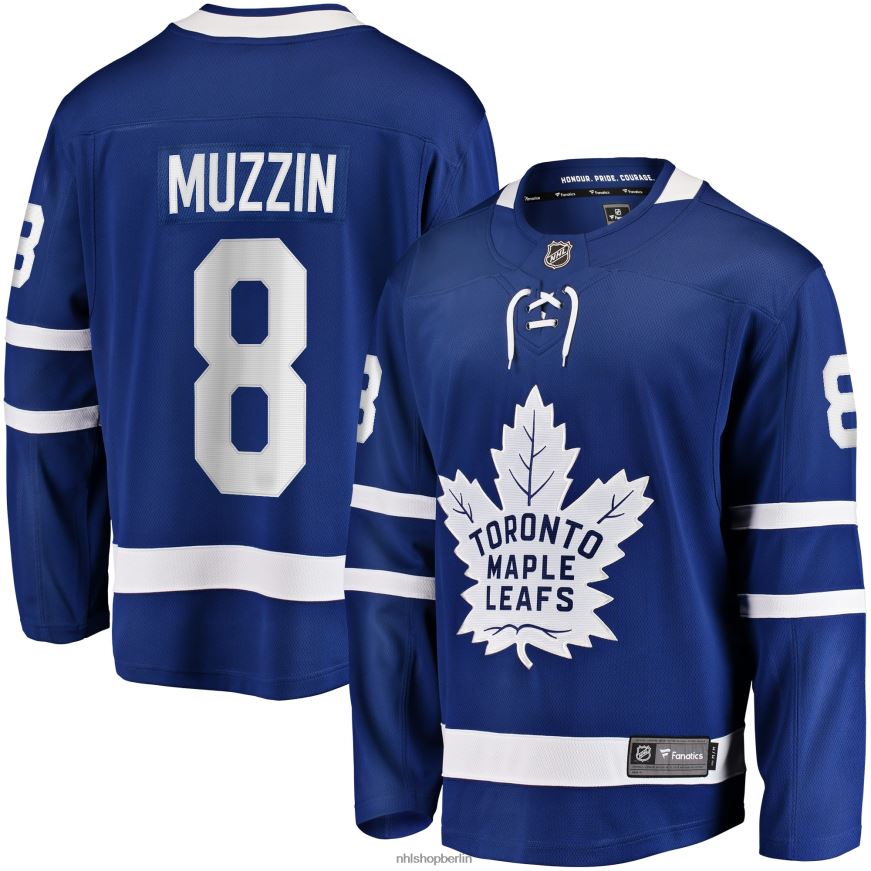 Männer NHL Blaues Replica-Spielertrikot der Toronto Maple Leafs mit Jake-Muzzin-Fanatiker-Logo Kleidung BF680T1744