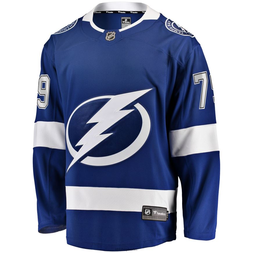 Männer NHL Blaues Tampa Bay Lightning Ross Colton Fanatics-Heimtrikot für abtrünnige Spieler Kleidung BF680T1614