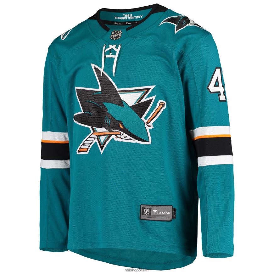 Männer NHL Blaugrünes Breakaway-Heimspielertrikot der San Jose Sharks mit Fanatics-Logo von Joel Ward Kleidung BF680T1661