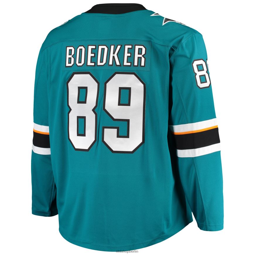 Männer NHL Blaugrünes Breakaway-Heimspielertrikot der San Jose Sharks mit Fanatics-Logo von Mikkel Boedker Kleidung BF680T1757