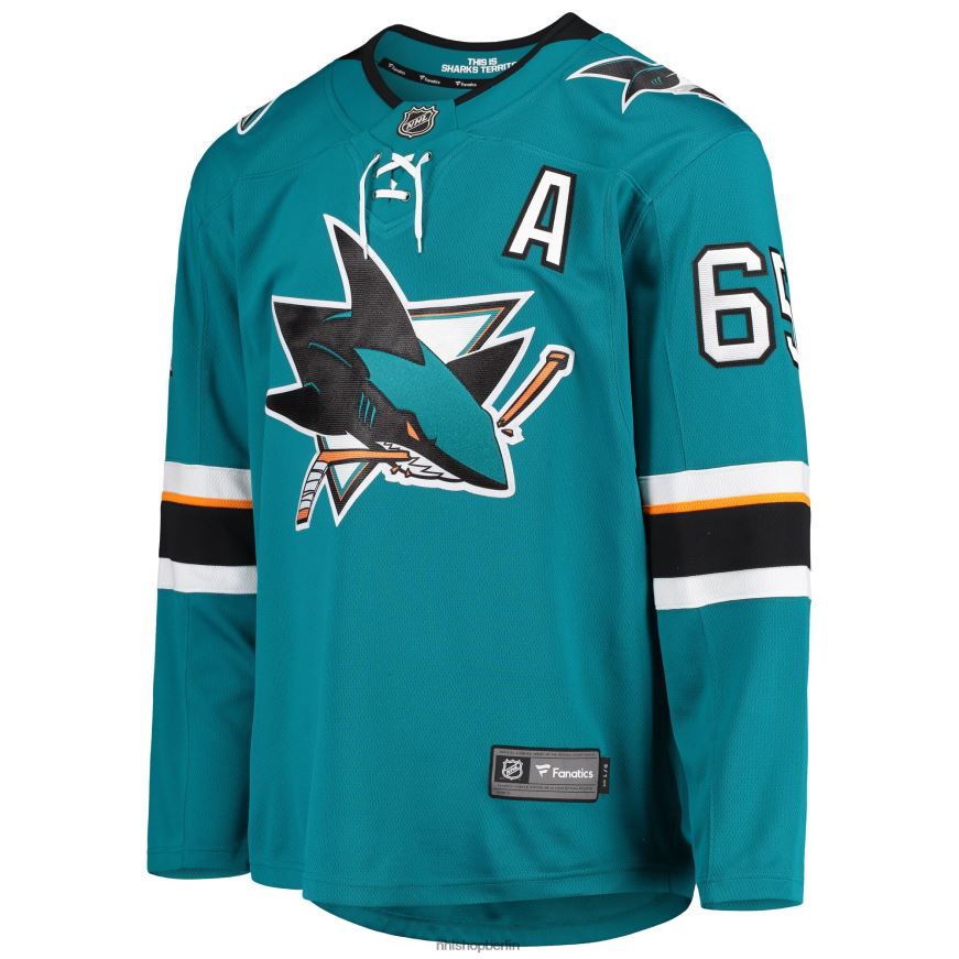 Männer NHL Blaugrünes Breakaway-Heimspielertrikot der San Jose Sharks mit Fanatiker-Logo von Melker Karlsson Kleidung BF680T2271