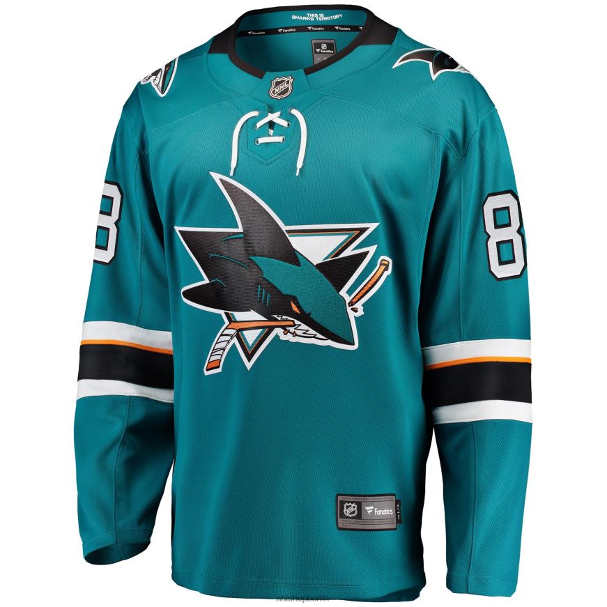 Männer NHL Blaugrünes Breakaway-Spielertrikot der San Jose Sharks mit Brent Burns Fanatics-Logo Kleidung BF680T1505