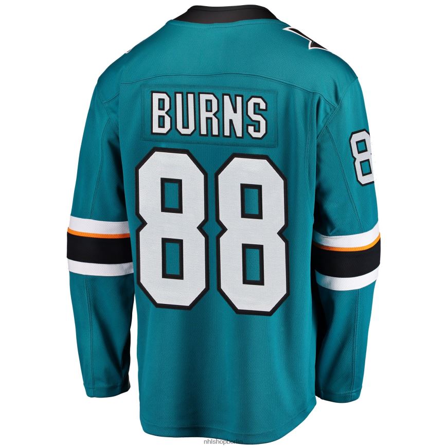 Männer NHL Blaugrünes Breakaway-Spielertrikot der San Jose Sharks mit Brent Burns Fanatics-Logo Kleidung BF680T1505