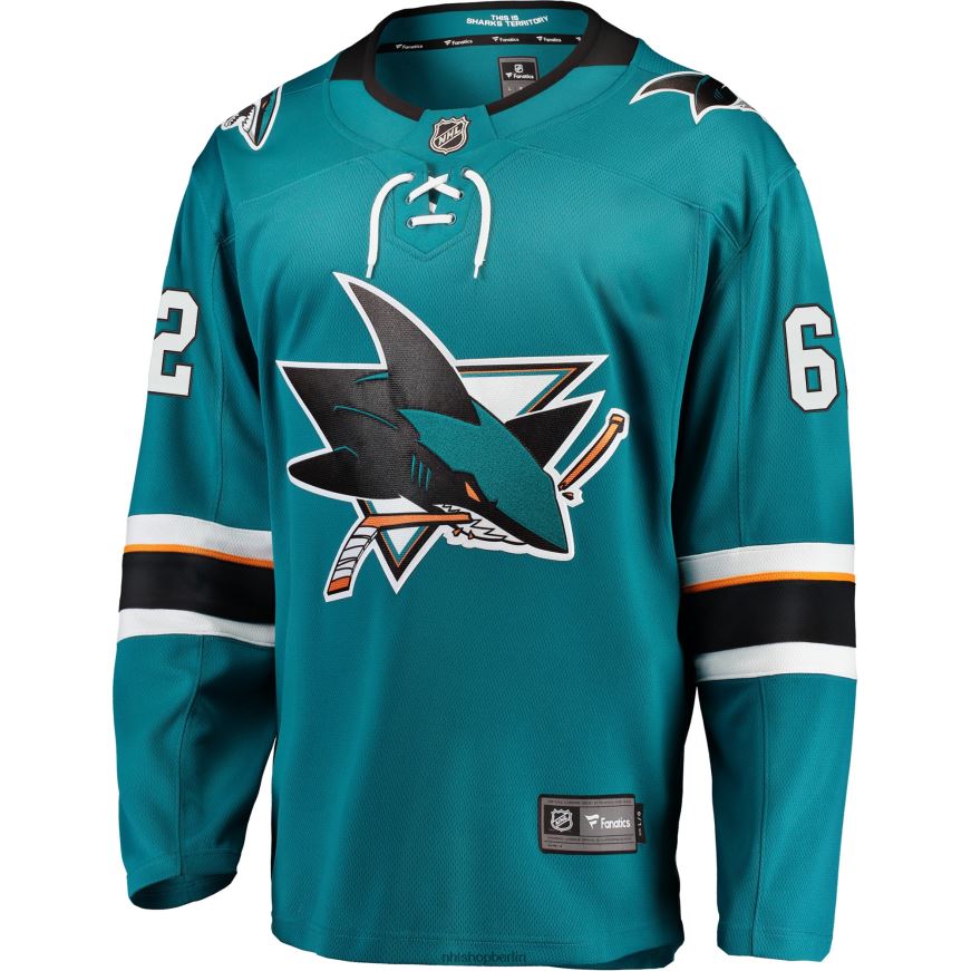 Männer NHL Blaugrünes Breakaway-Trikot der San Jose Sharks mit Kevin Labanc Fanatics-Logo Kleidung BF680T2373