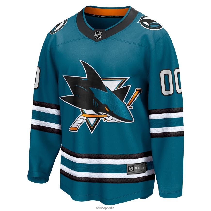 Männer NHL Blaugrünes Heim-Breakaway-Trikot der San Jose Sharks Fanatics nach Maß Kleidung BF680T557