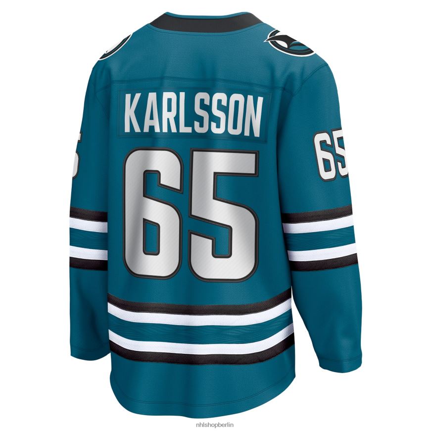 Männer NHL Blaugrünes Premier-Breakaway-Heimtrikot der San Jose Sharks mit Fanatics-Logo von Erik Karlsson Kleidung BF680T543