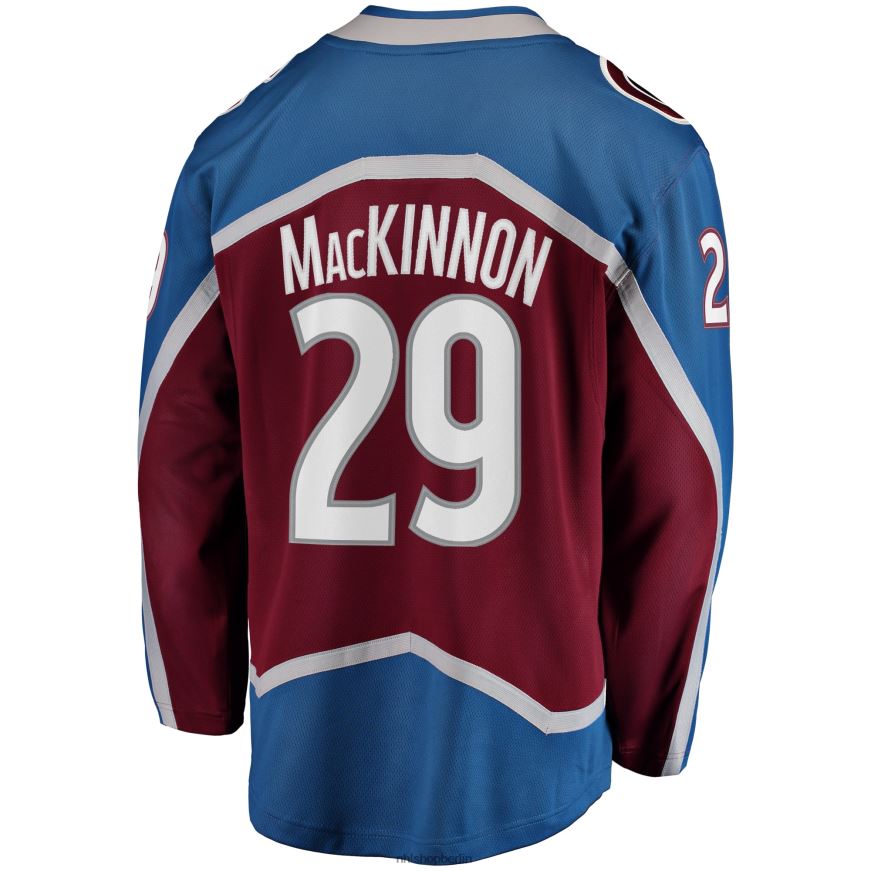 Männer NHL Bordeauxrotes Breakaway-Spielertrikot mit Fanatics-Logo von Colorado Avalanche Nathan Mackinnon Kleidung BF680T28