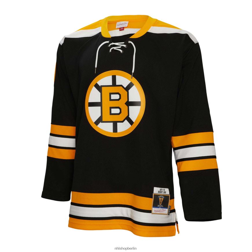 Männer NHL Boston Bruins Bobby Orr Mitchell  Ness schwarzes 1971 Blue Line Spielertrikot Kleidung BF680T84