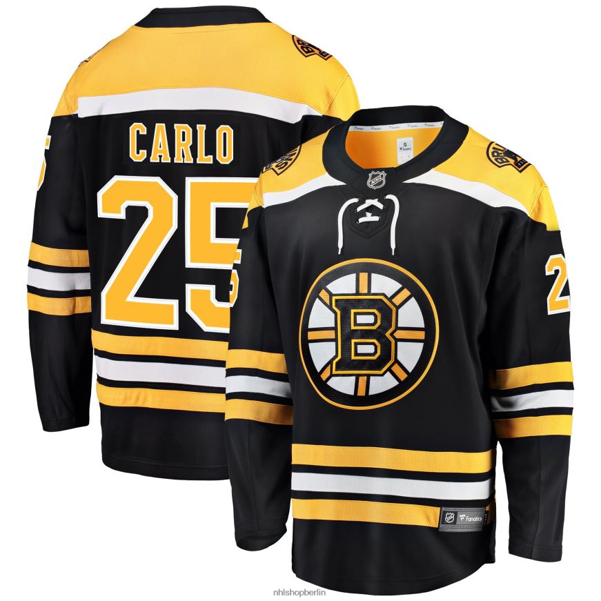 Männer NHL Boston Bruins Brandon Carlo Fanatics-gebrandetes schwarzes Heim-Ausreißer-Spielertrikot Kleidung BF680T2326