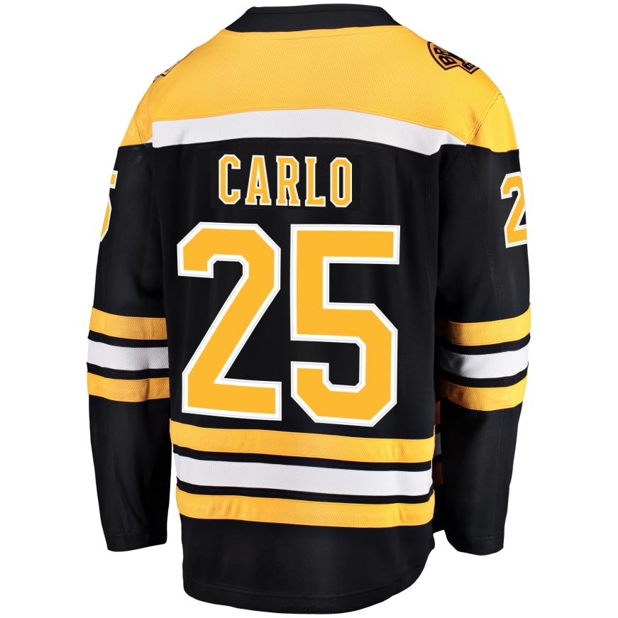 Männer NHL Boston Bruins Brandon Carlo Fanatics-gebrandetes schwarzes Heim-Ausreißer-Spielertrikot Kleidung BF680T2326